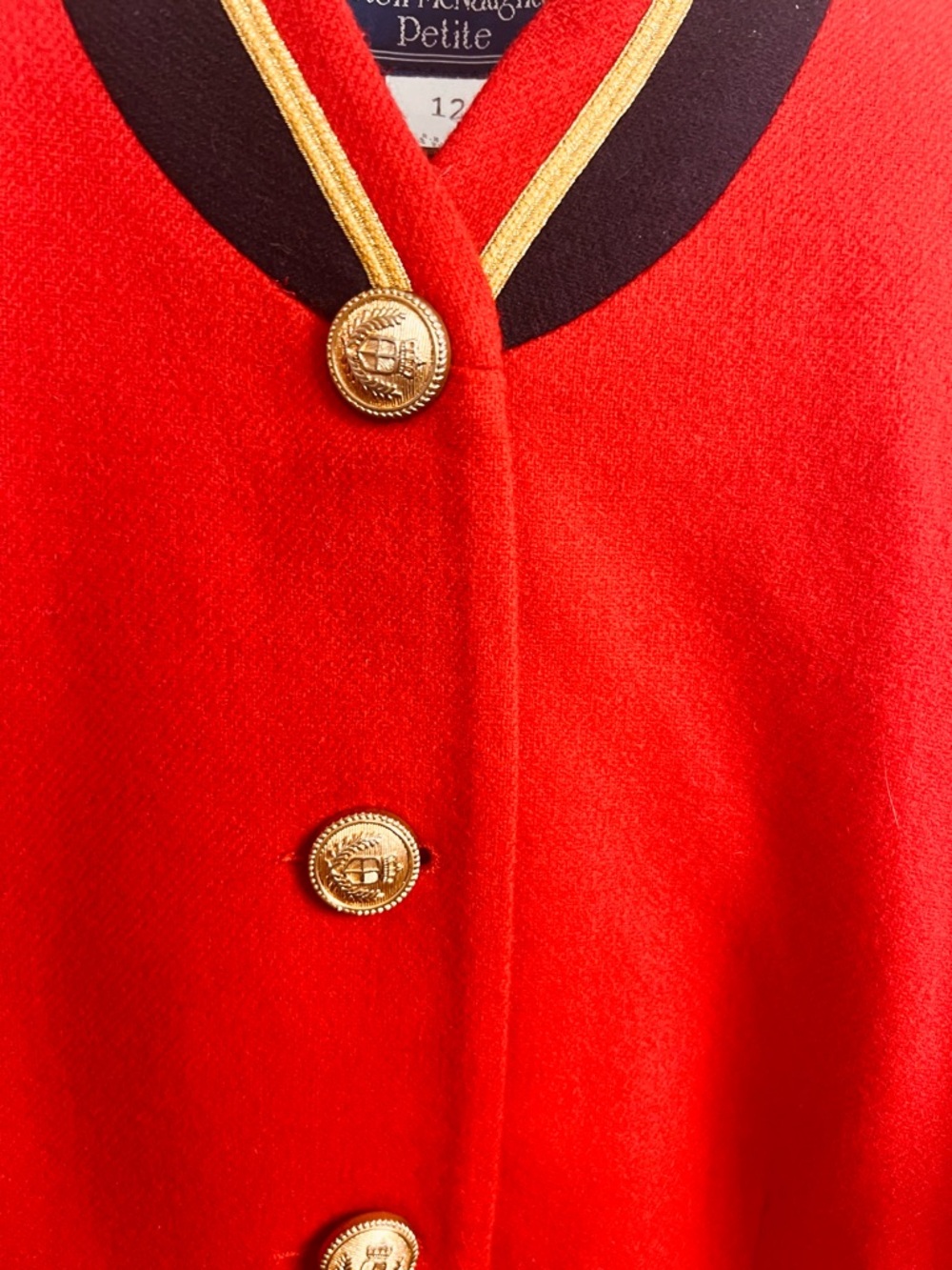 Vintage Norton McNaughton Red Petite Blazer – Military-Inspired – Size 12 - Picture 5 of 15